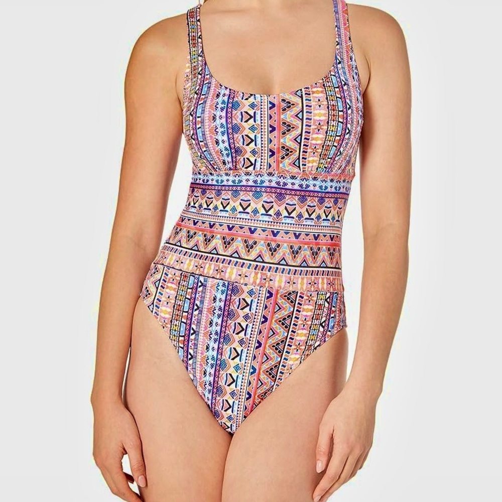 Next By Athena Women's Minimalist Cross Back One Piece Swimsuit, Medium